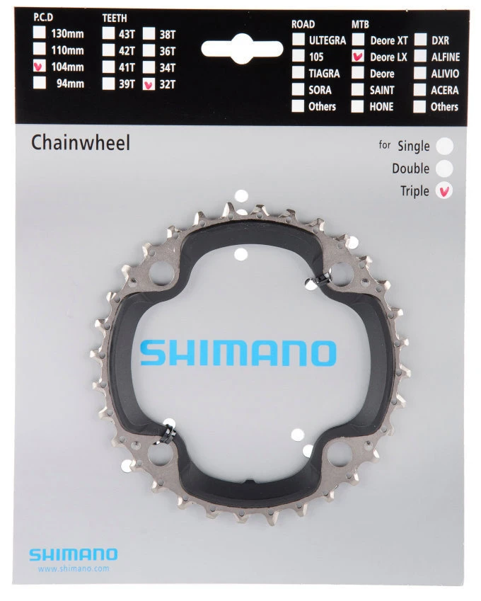 Shimano SLX Ab 2009 4-Arm 9-fach 32 Zähne AA-Type Stahl / Verbundwerkstoff Schwarz Y-1KF98040